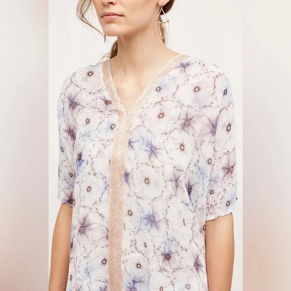 Anthropologie One September Lyla Floral Sequin Tunic Size Medium - Picture 3 of 14